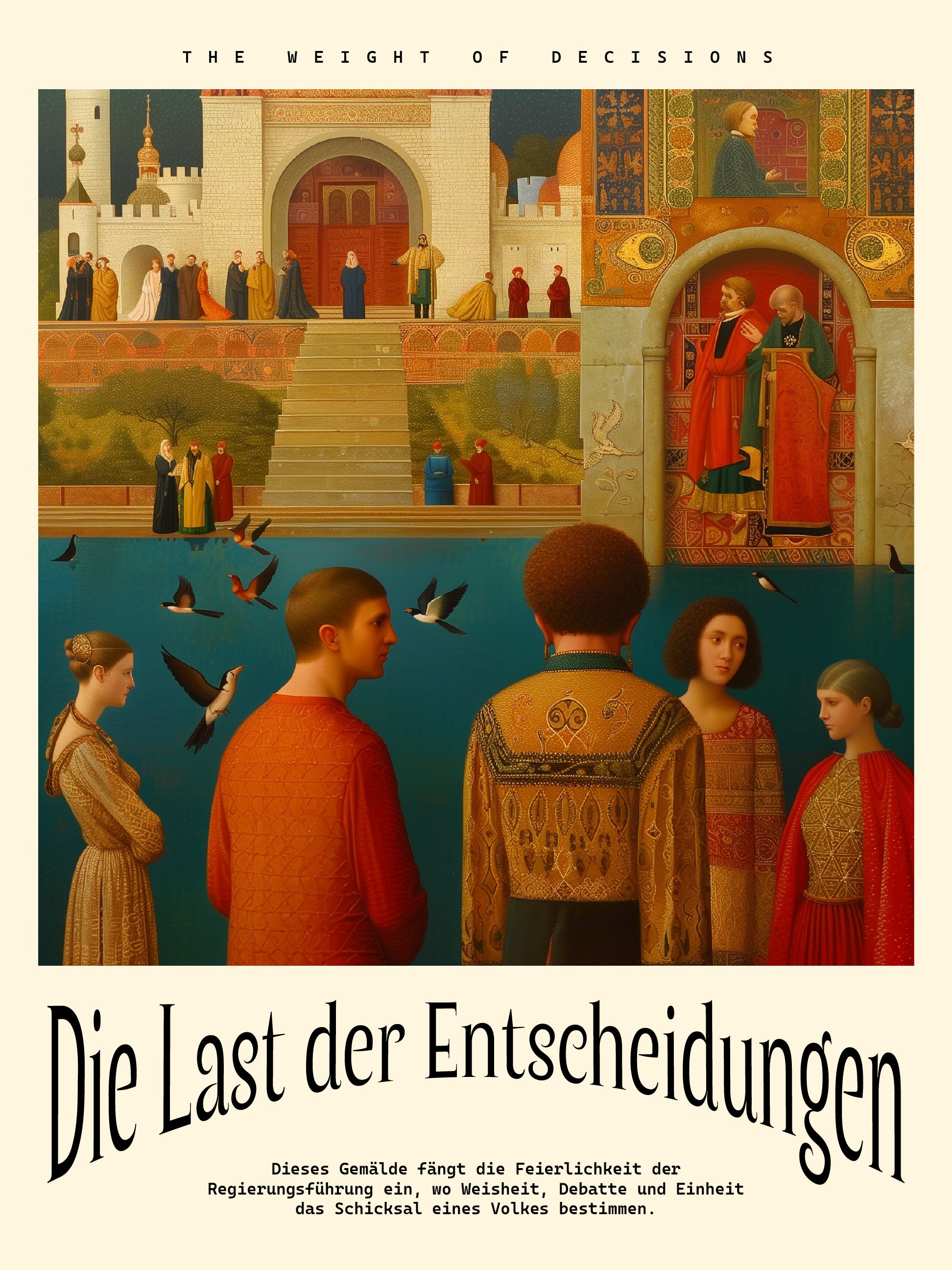 Renaissance Political Art Print – The Weight of Decisions Poster – Historical Allegory Decor
