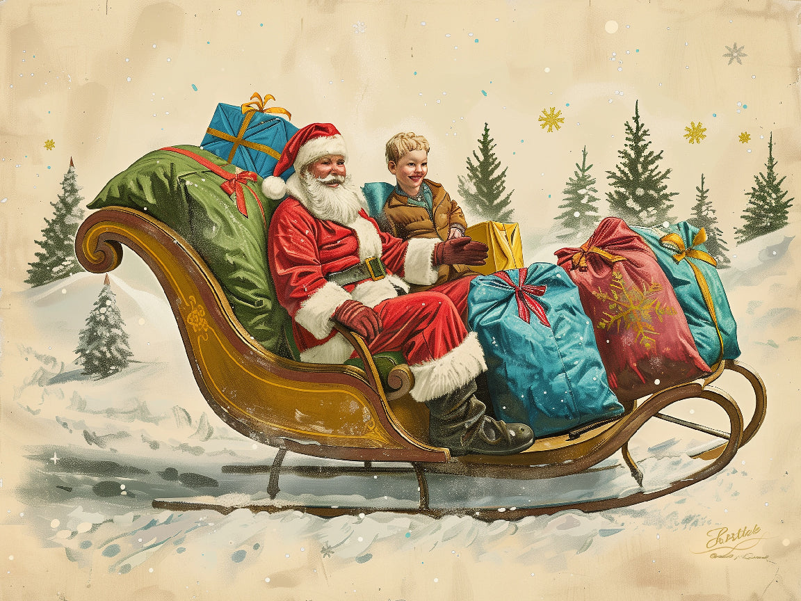 Merry Christmas Sleigh Ride Print