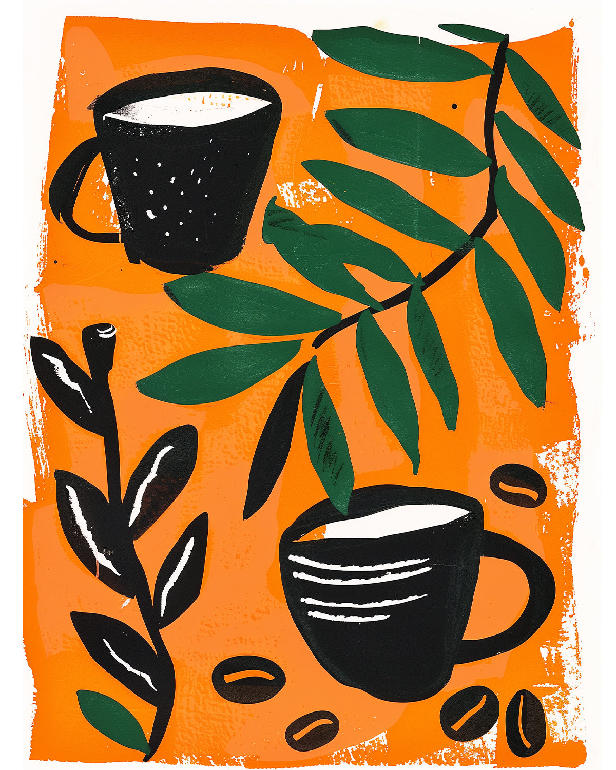 Coffee Leaf Abstract Print