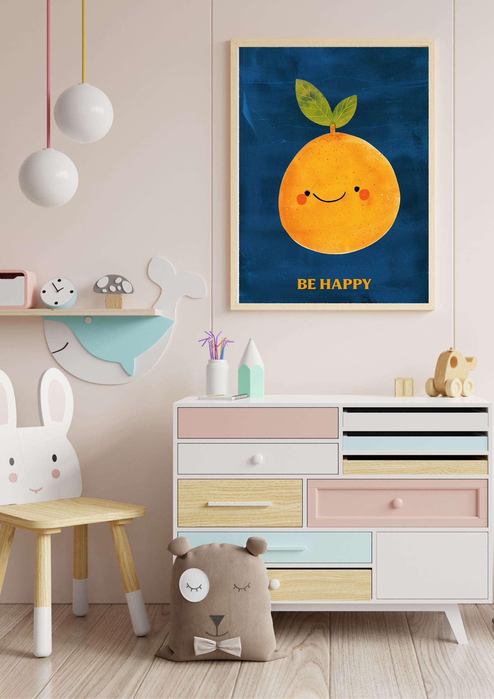 Be Happy Orange Print