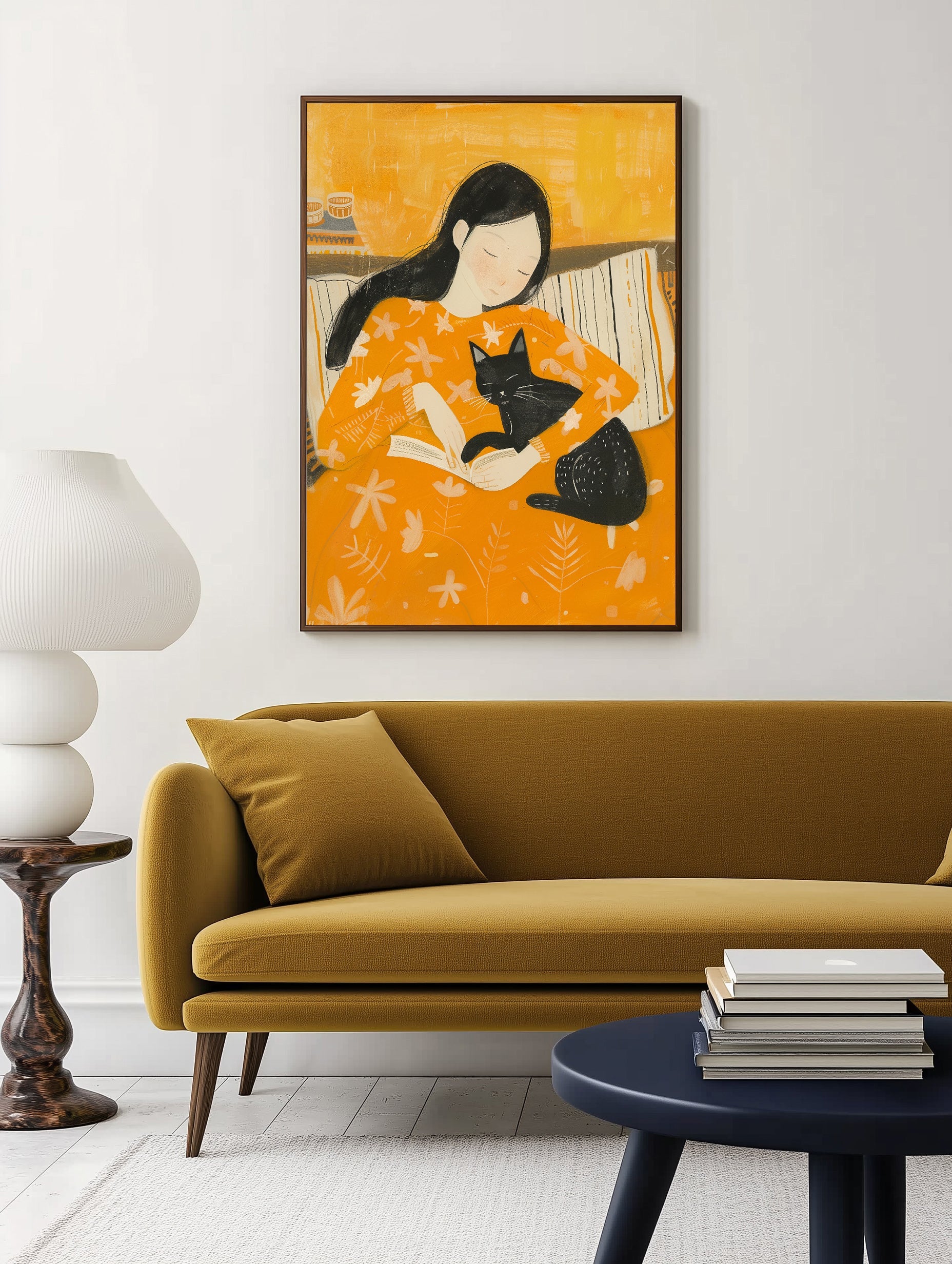 Woman With Cat Print