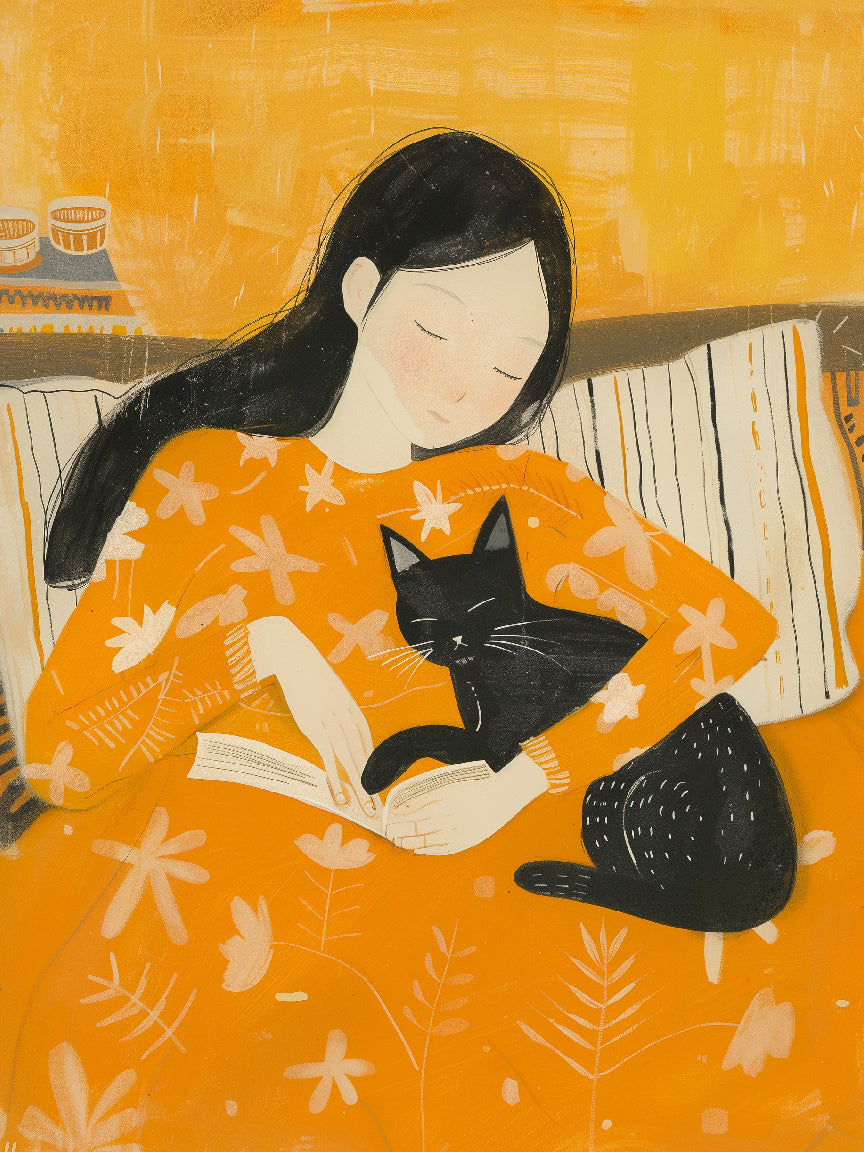 Woman With Cat Print