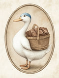 Vintage Duck with Basket Print