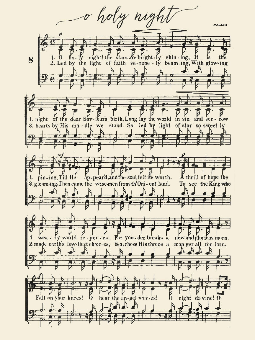 "O Holy Night" Sheet Music Print