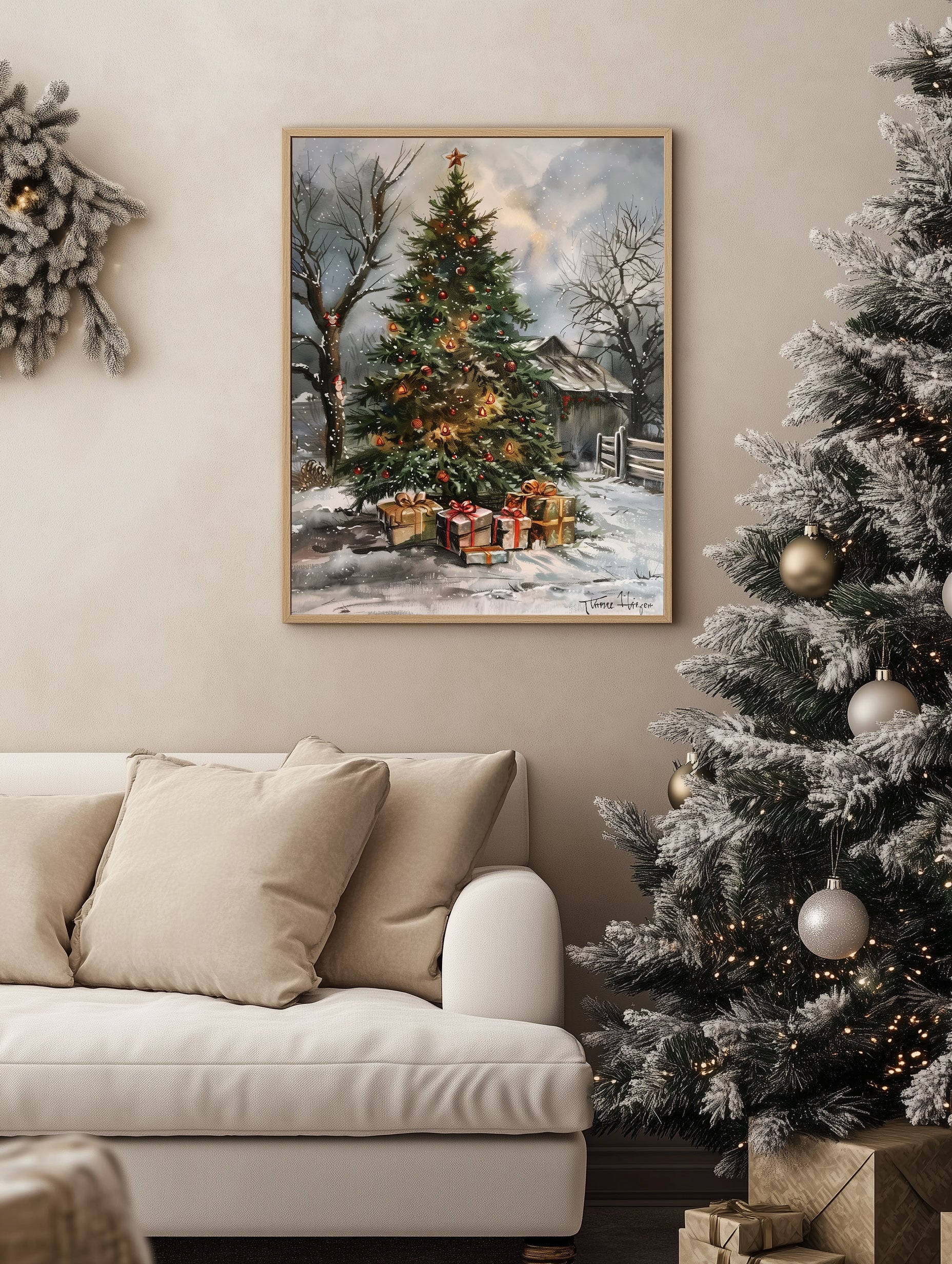 Christmas Tree in Snow Print