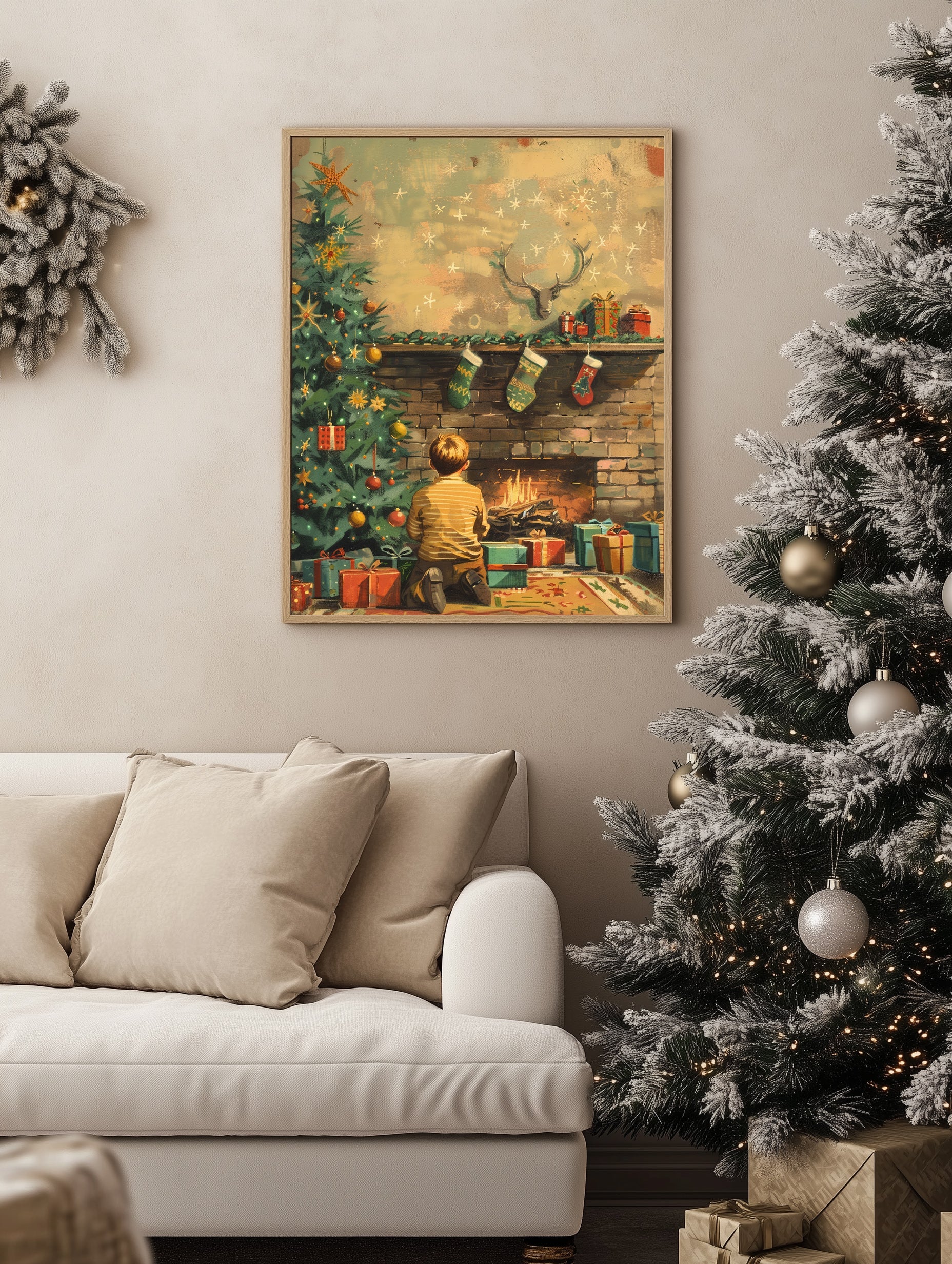 Child and Christmas Tree Print