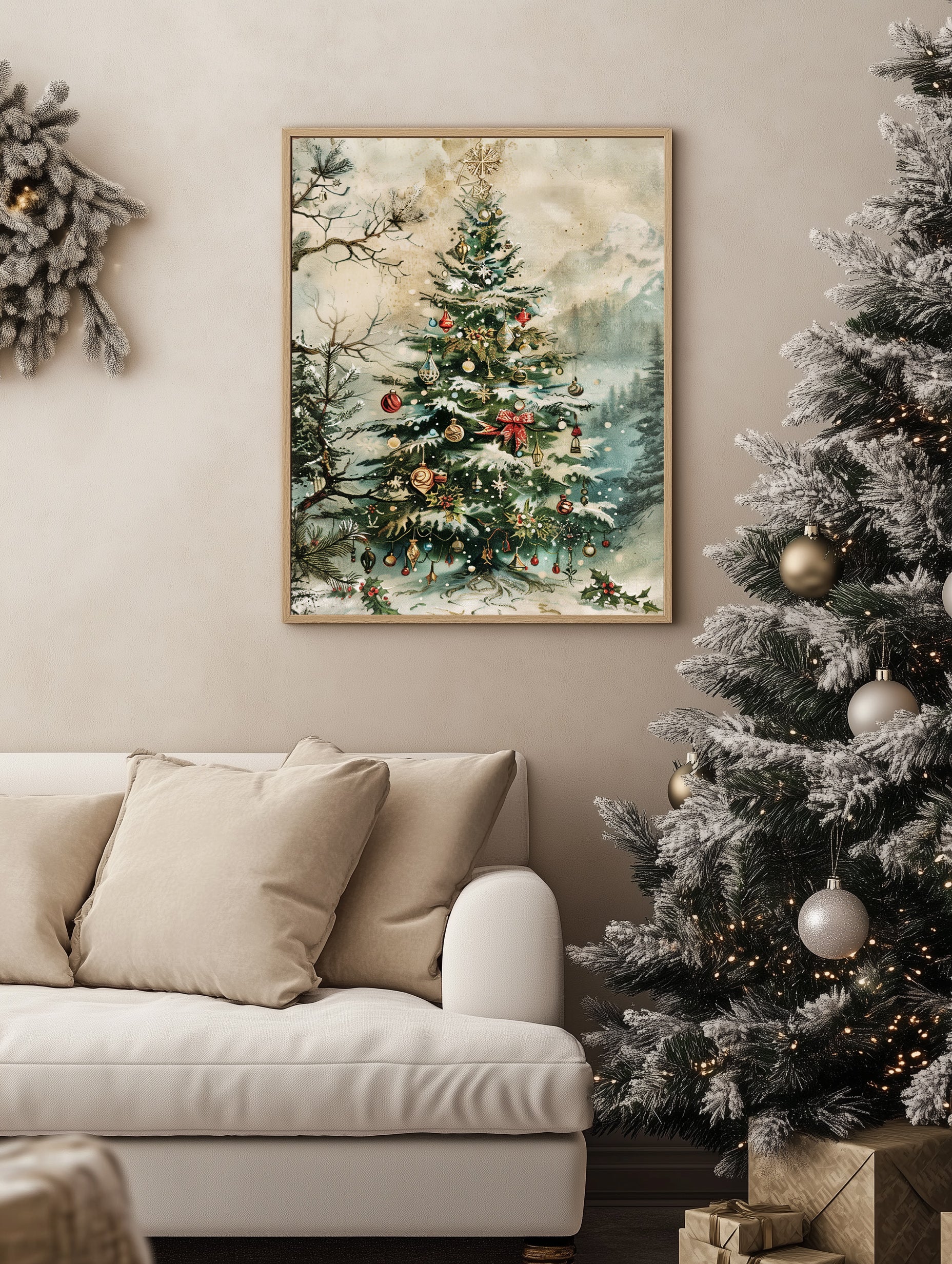 Vintage Christmas Tree Print