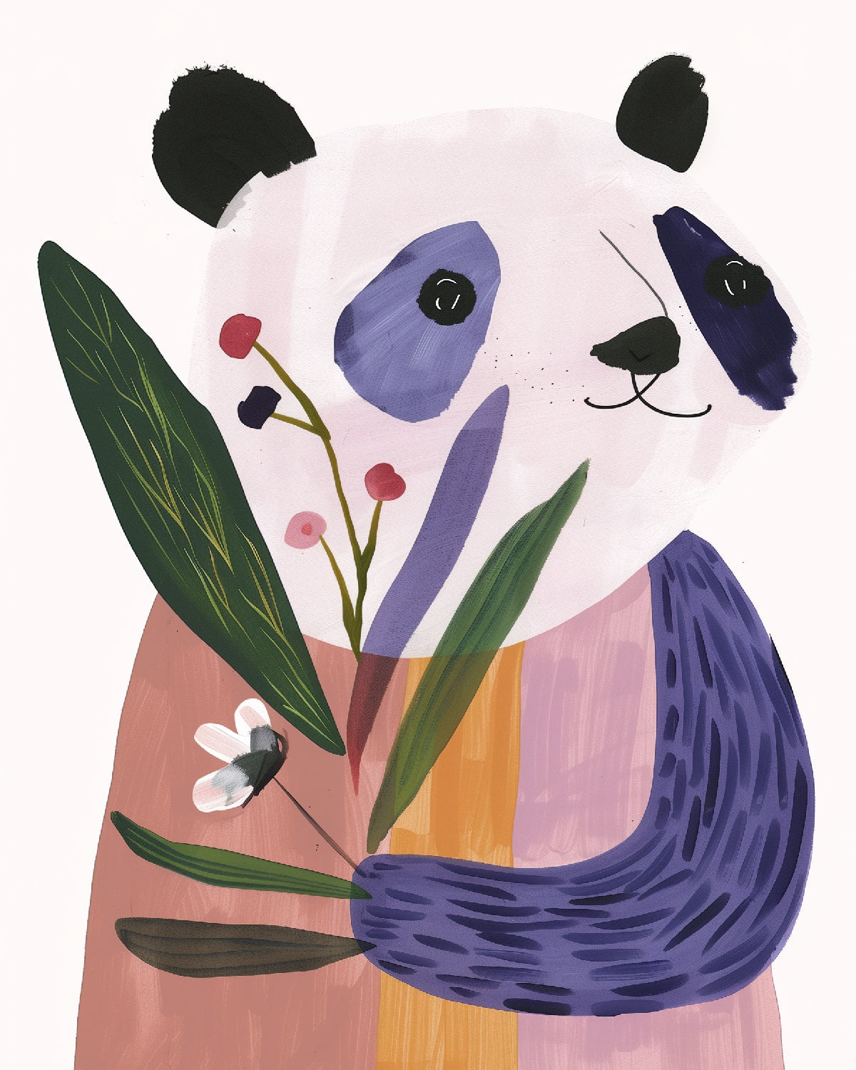 Cute Purple Panda Print