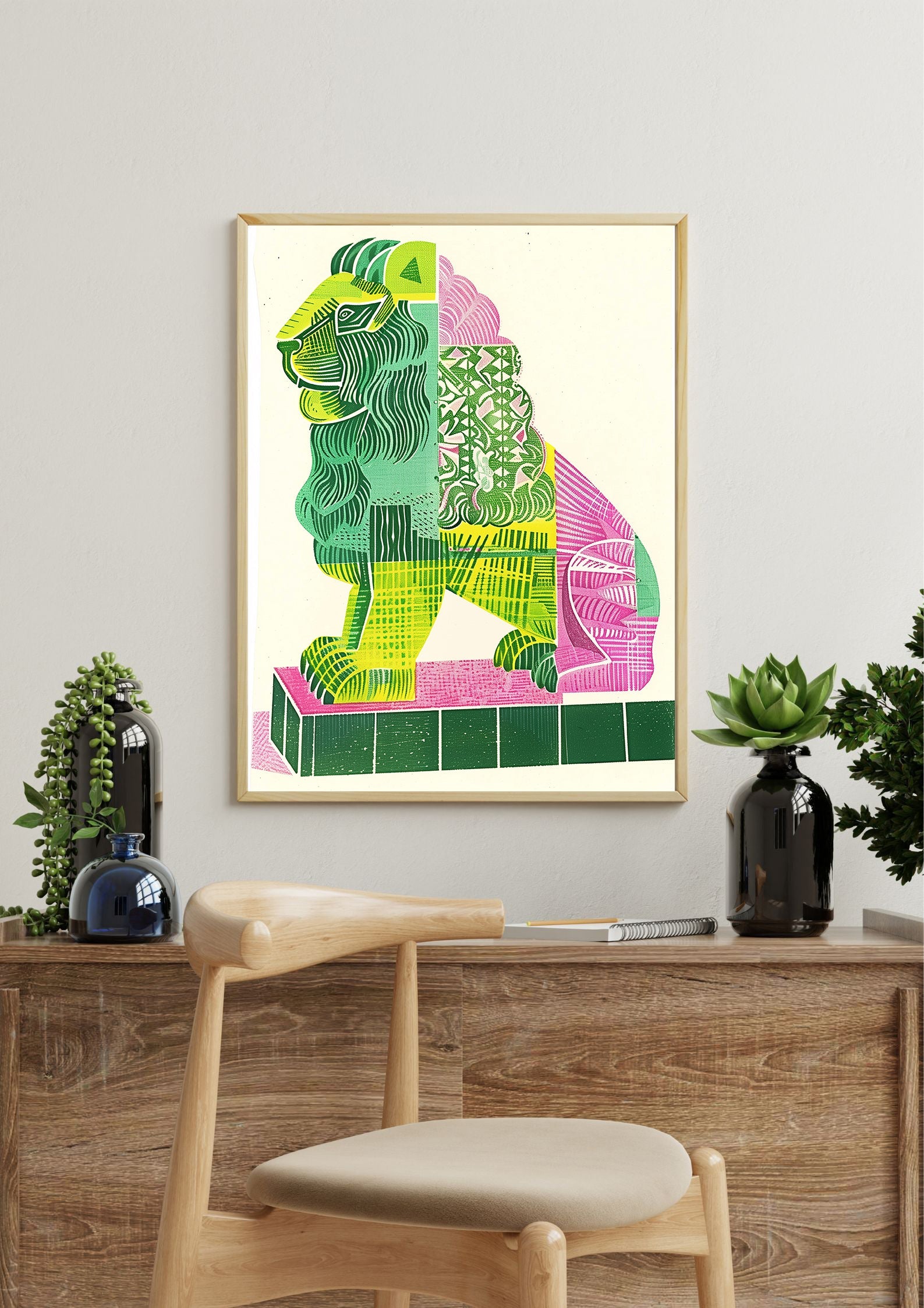 Geometric Lion Print