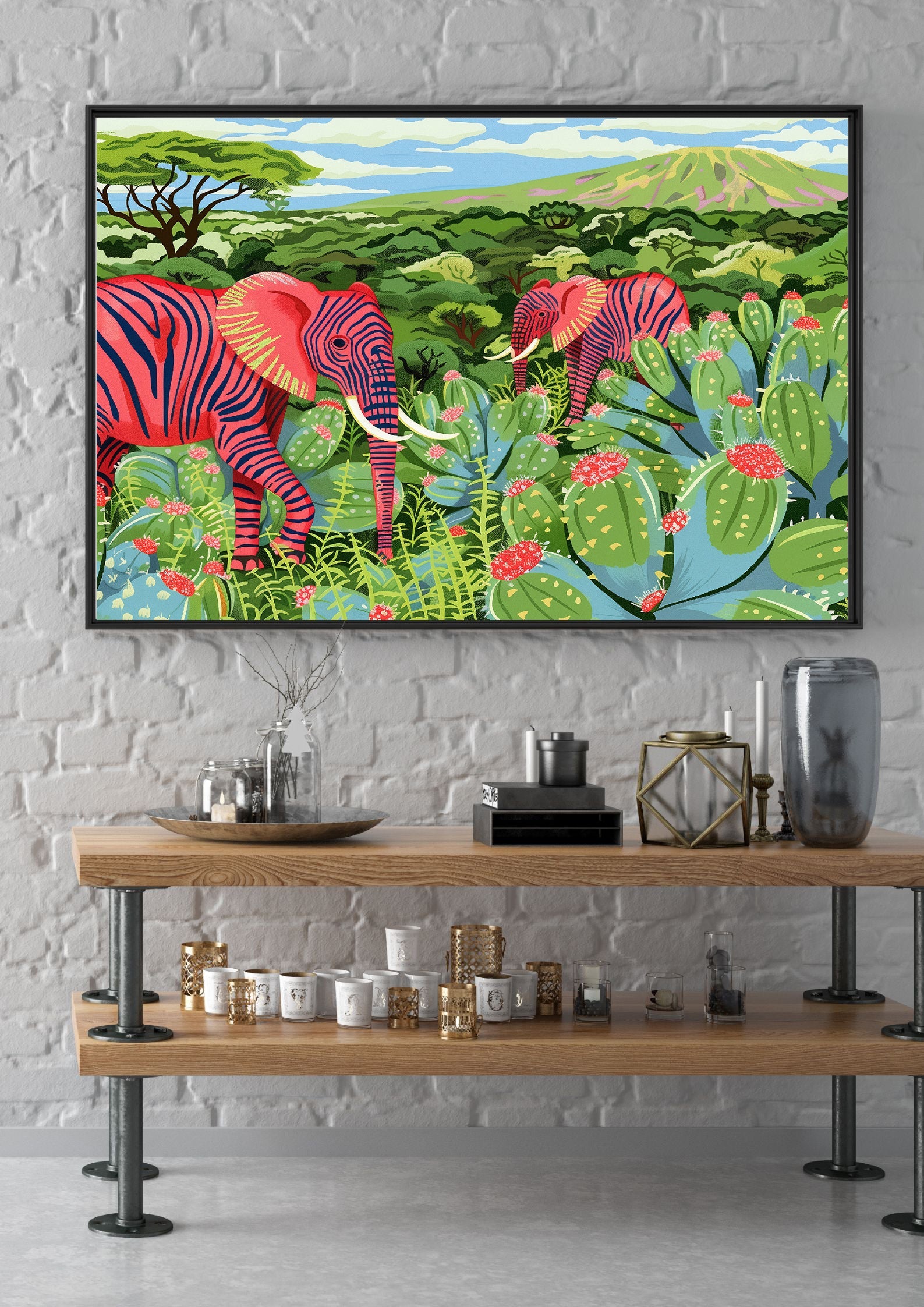 Safari Elephant in Zebra Print