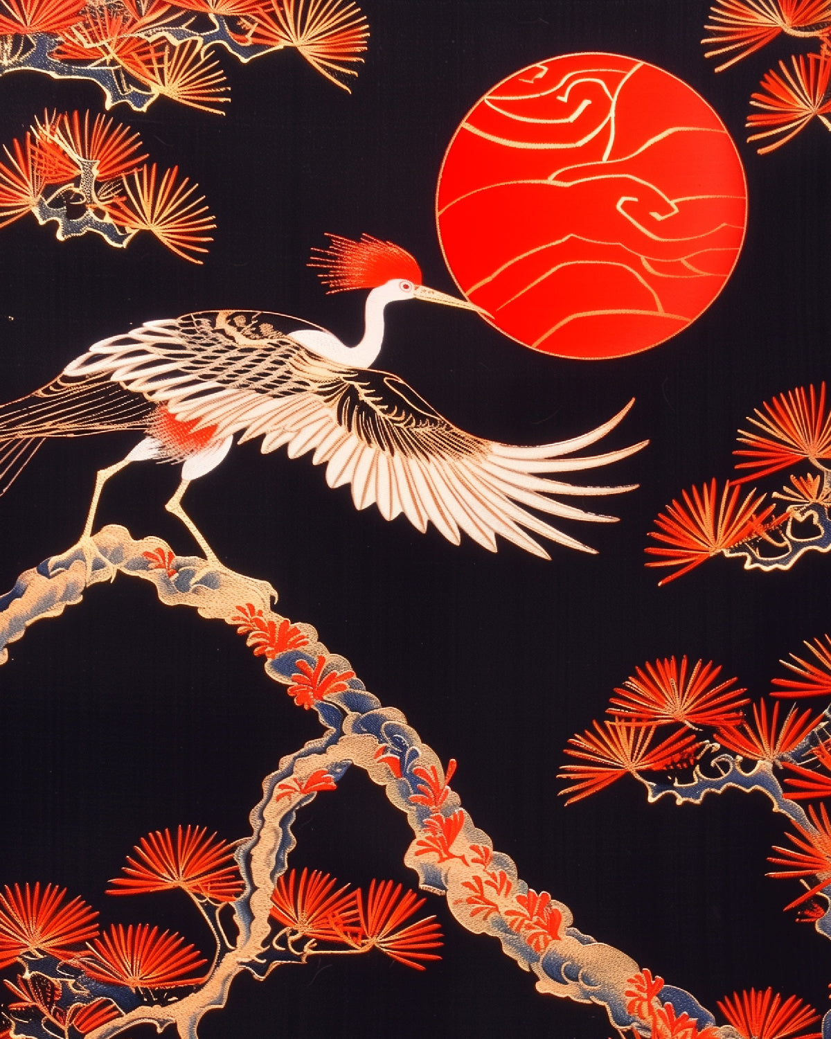 Red Crane Print