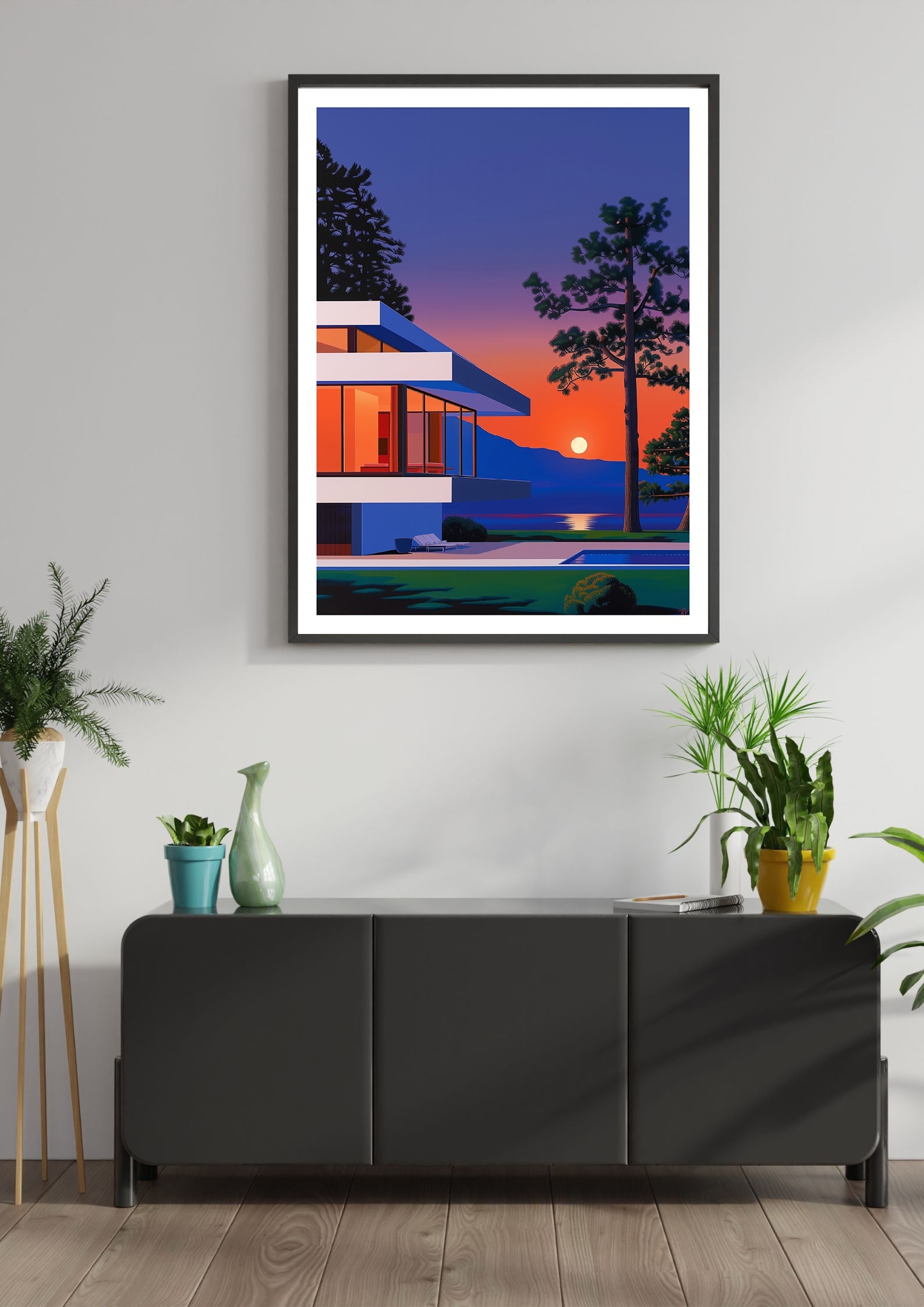 Sunset Modern Villa Print