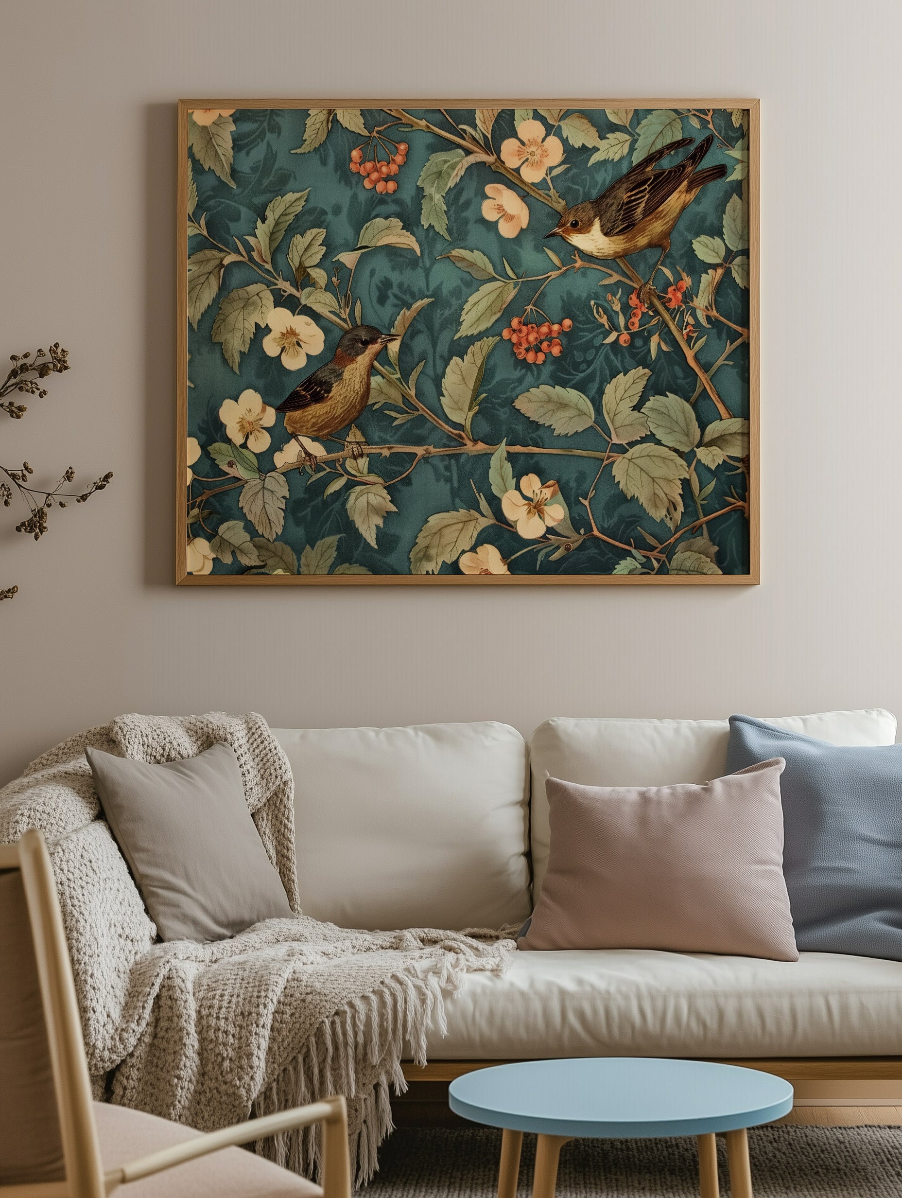 Vintage Bird and Floral Print