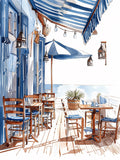 Blue Patio Coastal View Print