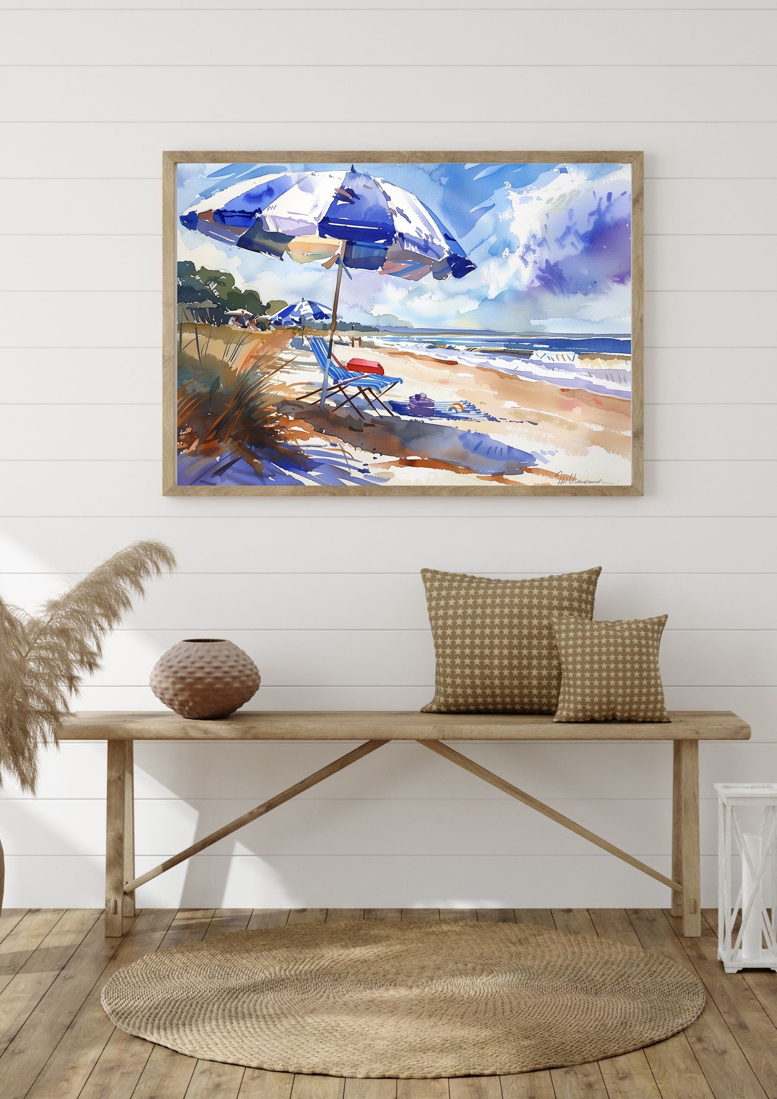 Sunlit Beach Umbrella Print