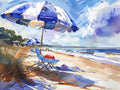 Sunlit Beach Umbrella Print