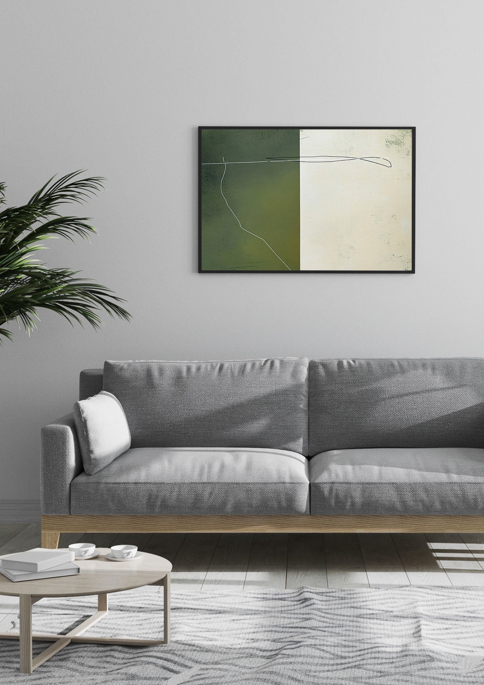 Green Abstract Lines Print