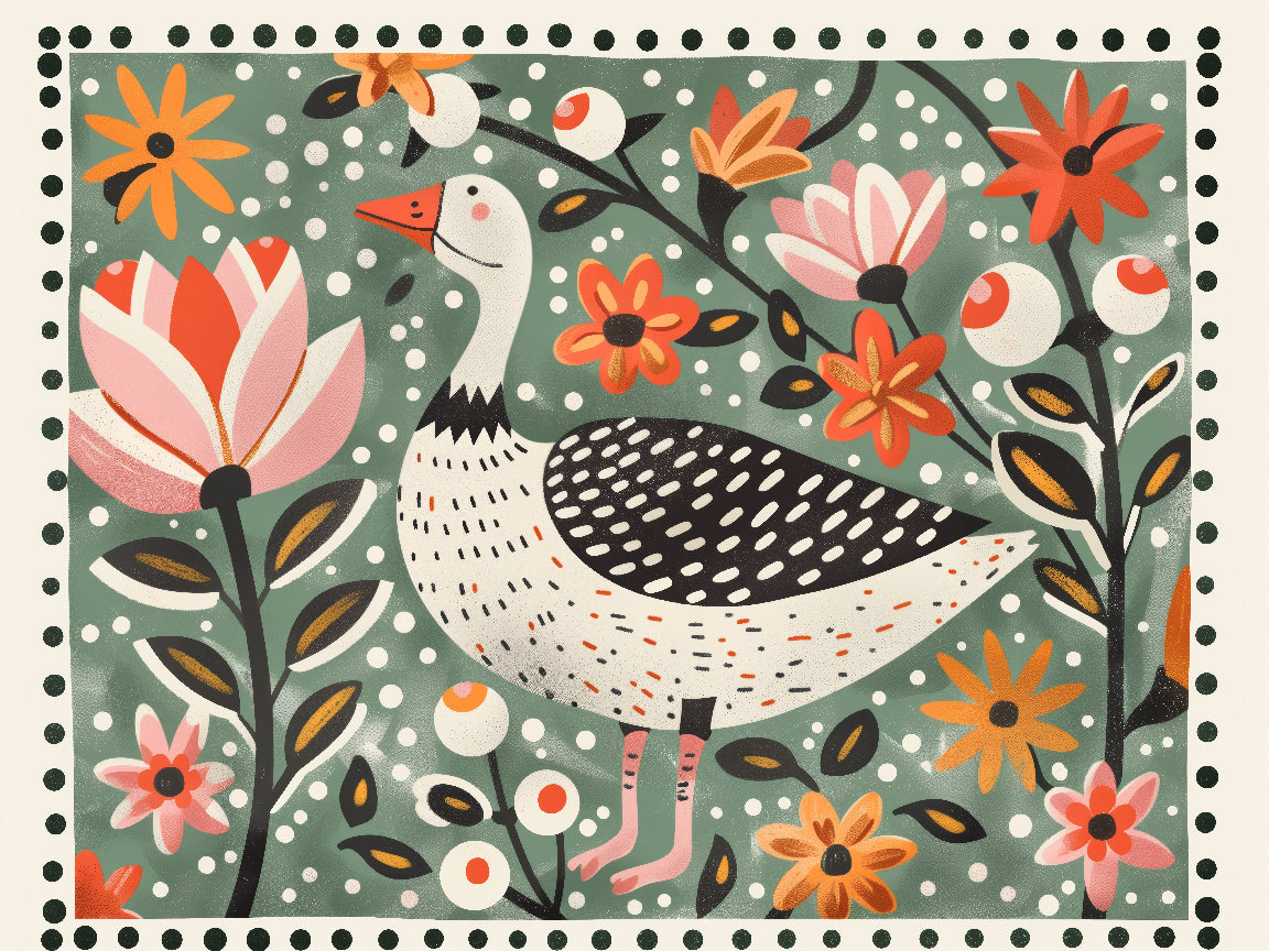 Floral Goose Print