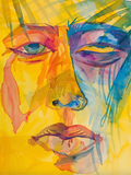 Abstract Watercolor Face Print