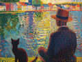 Man Cat River Print