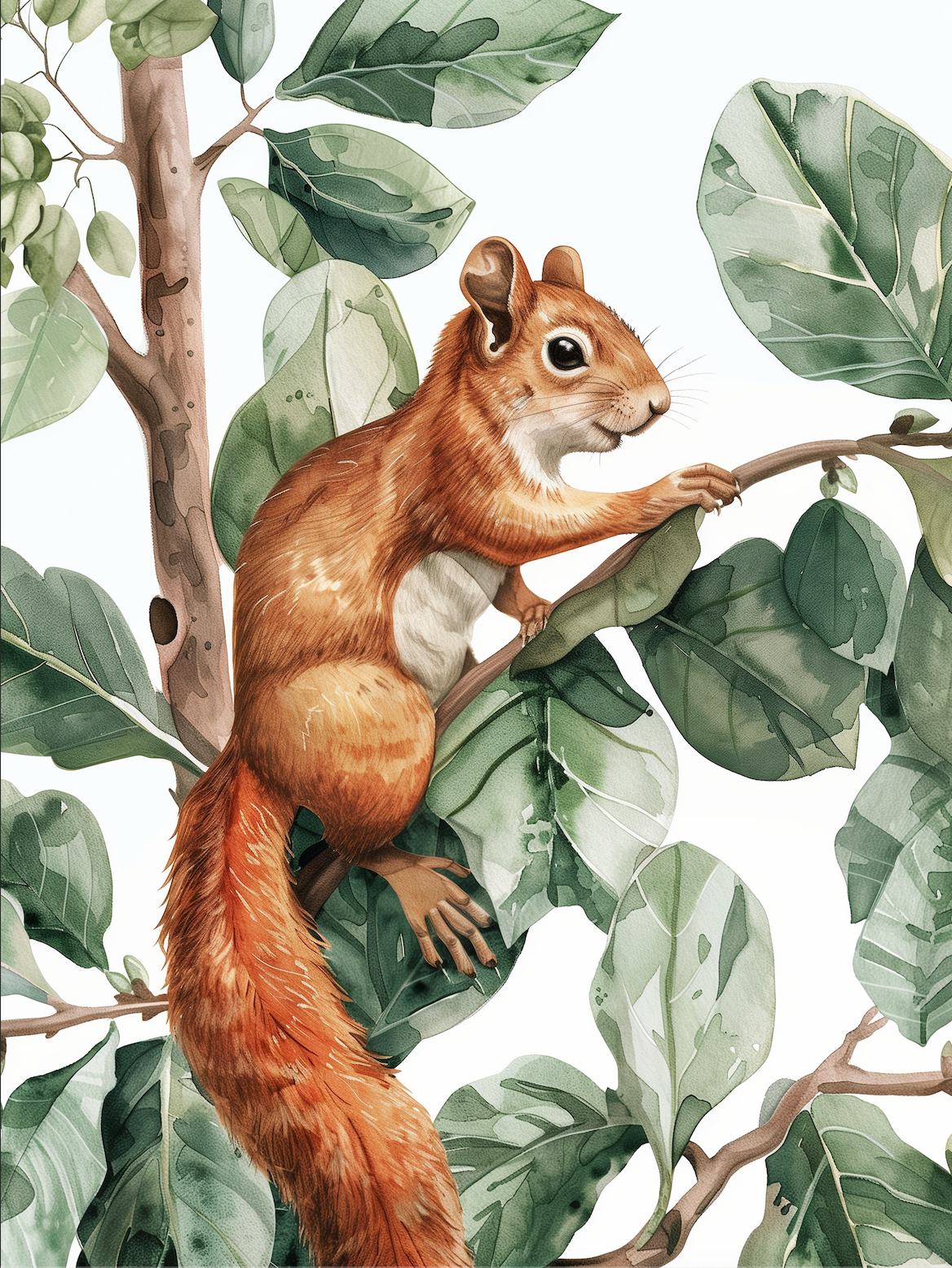 Squirrel Leaves Print