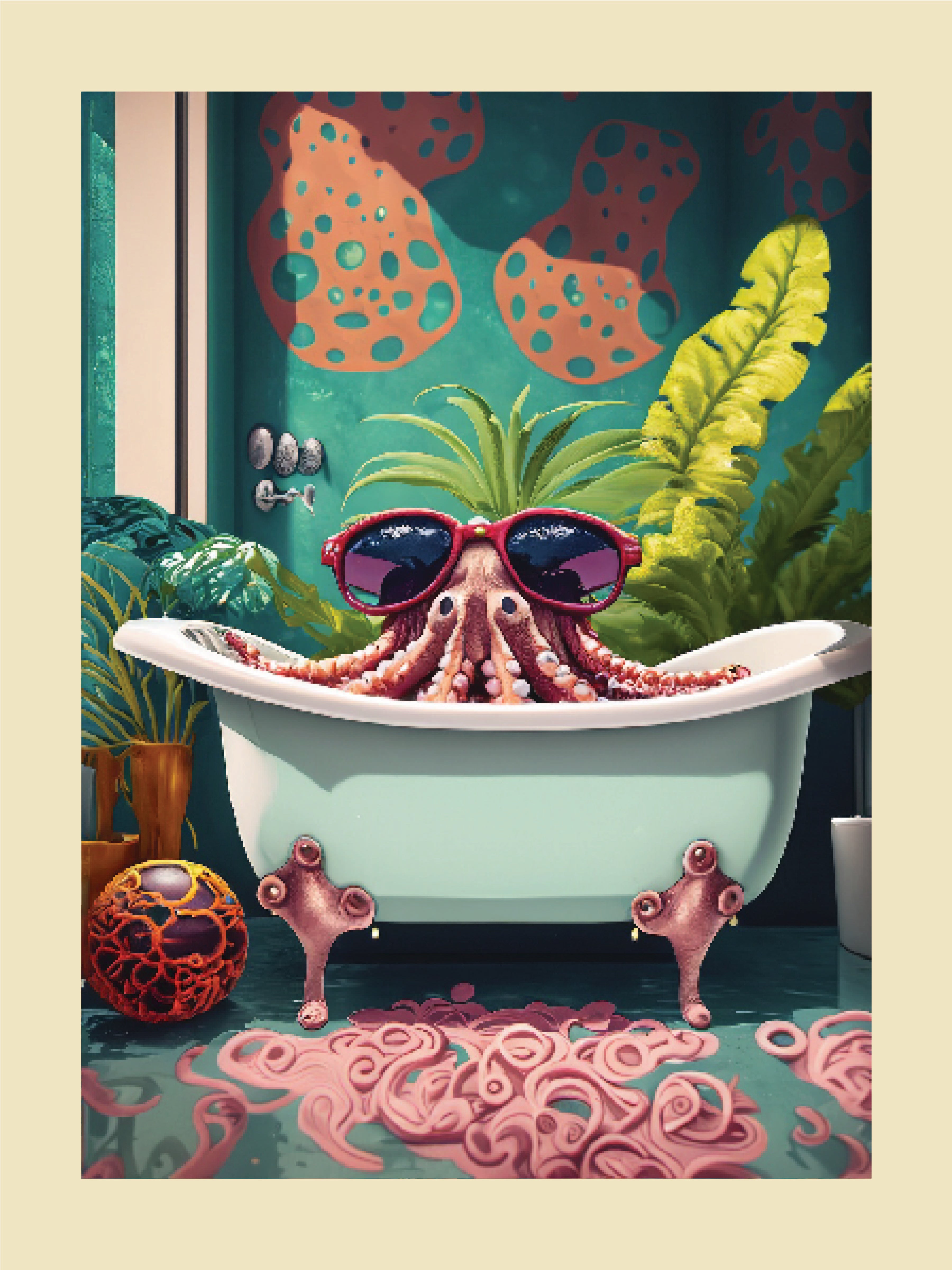 Whimsical Octopus Bathtub Art