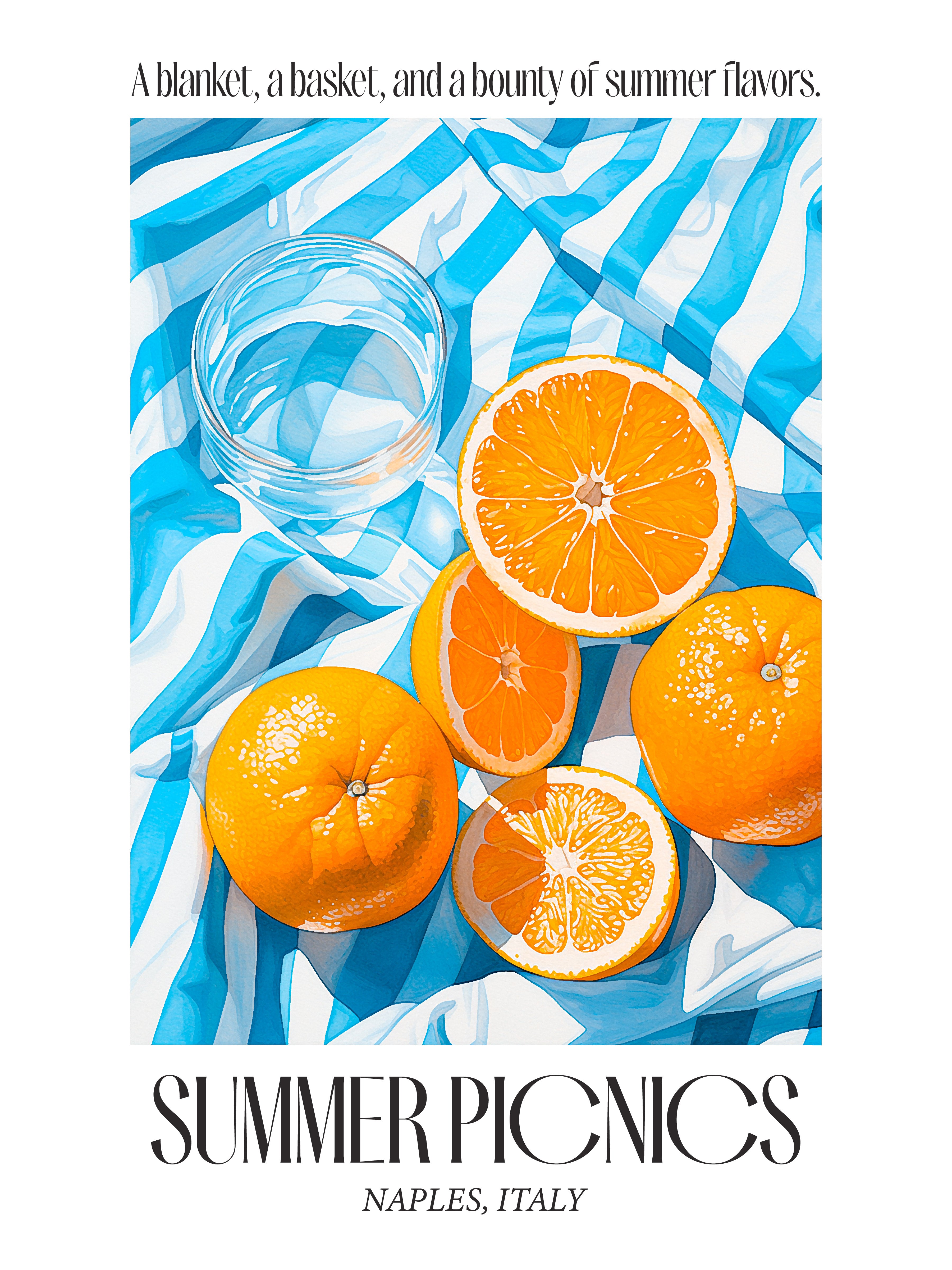 Citrus and Blue Patterns Art Print