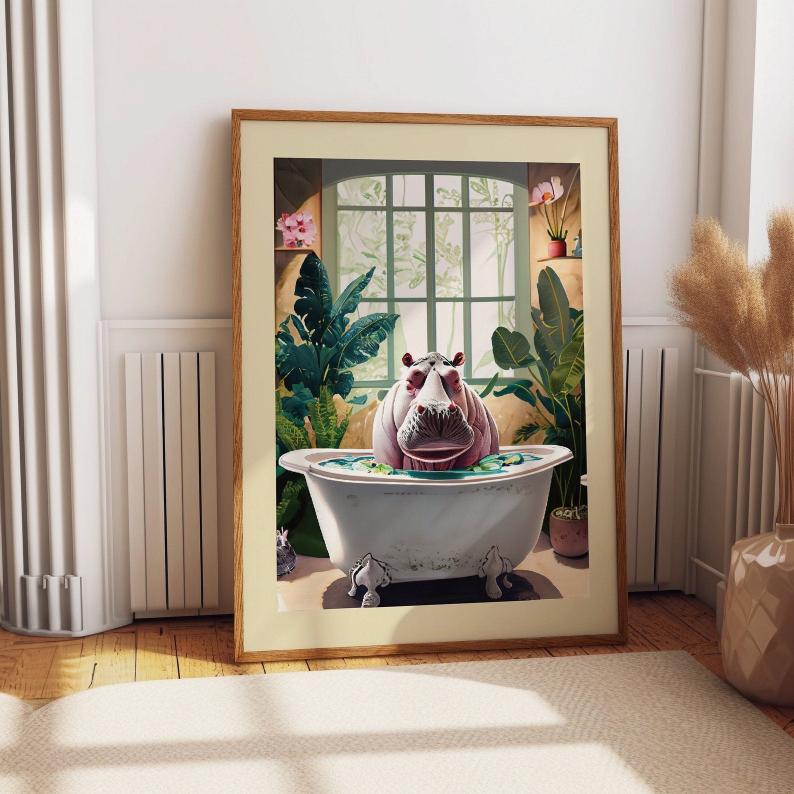 Whimsical Hippo Bathtub Art