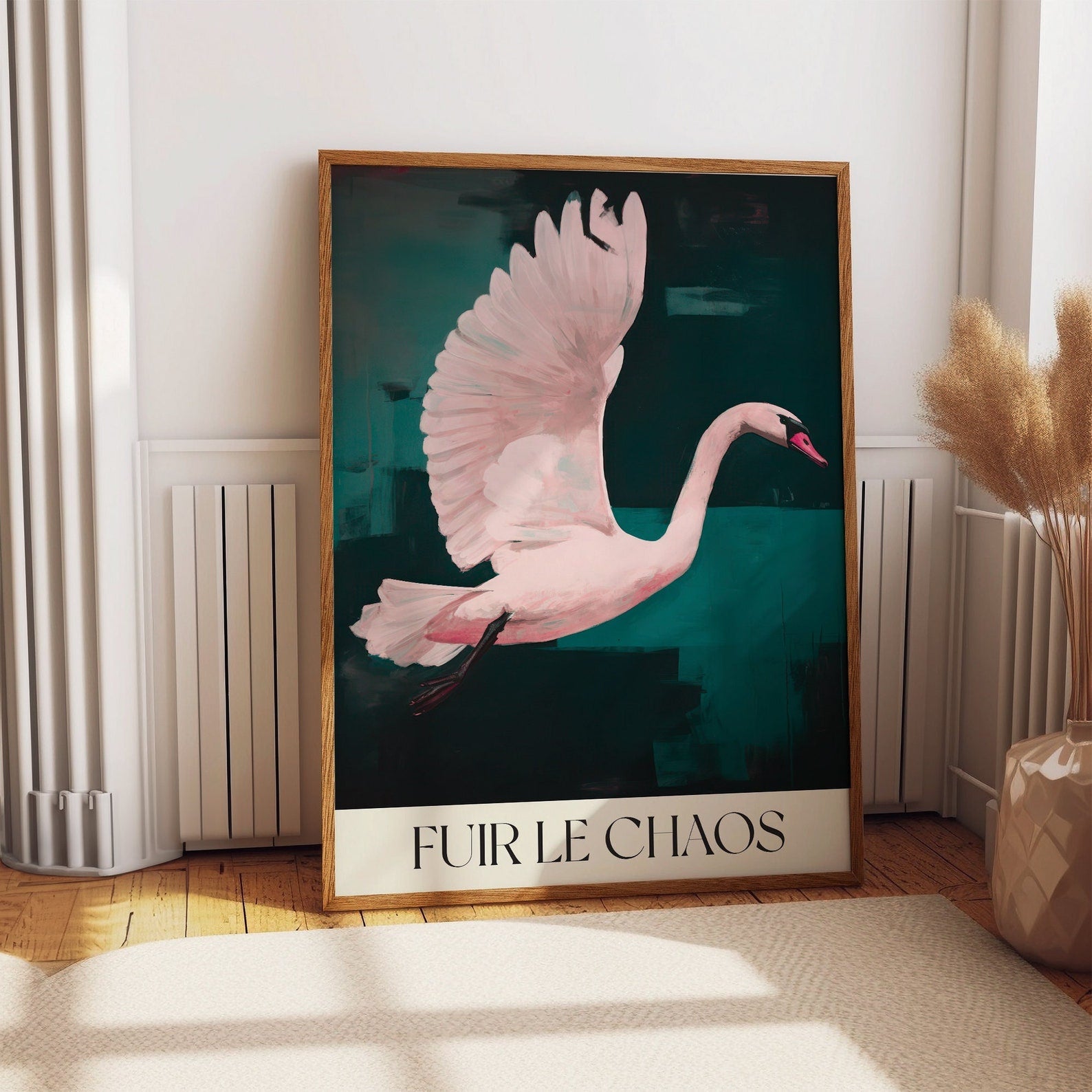 Elegant Pink Swan French Art