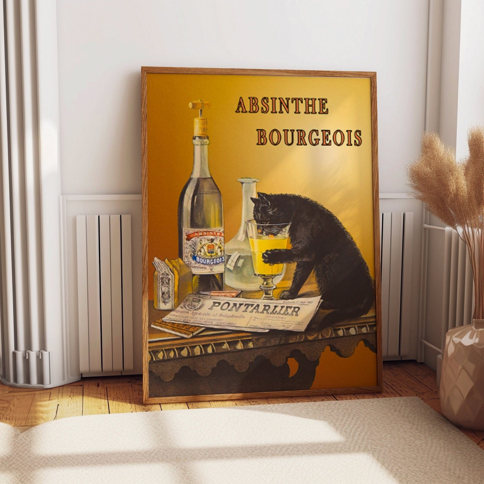 Vintage Absinthe Bourgeois Black Cat Poster