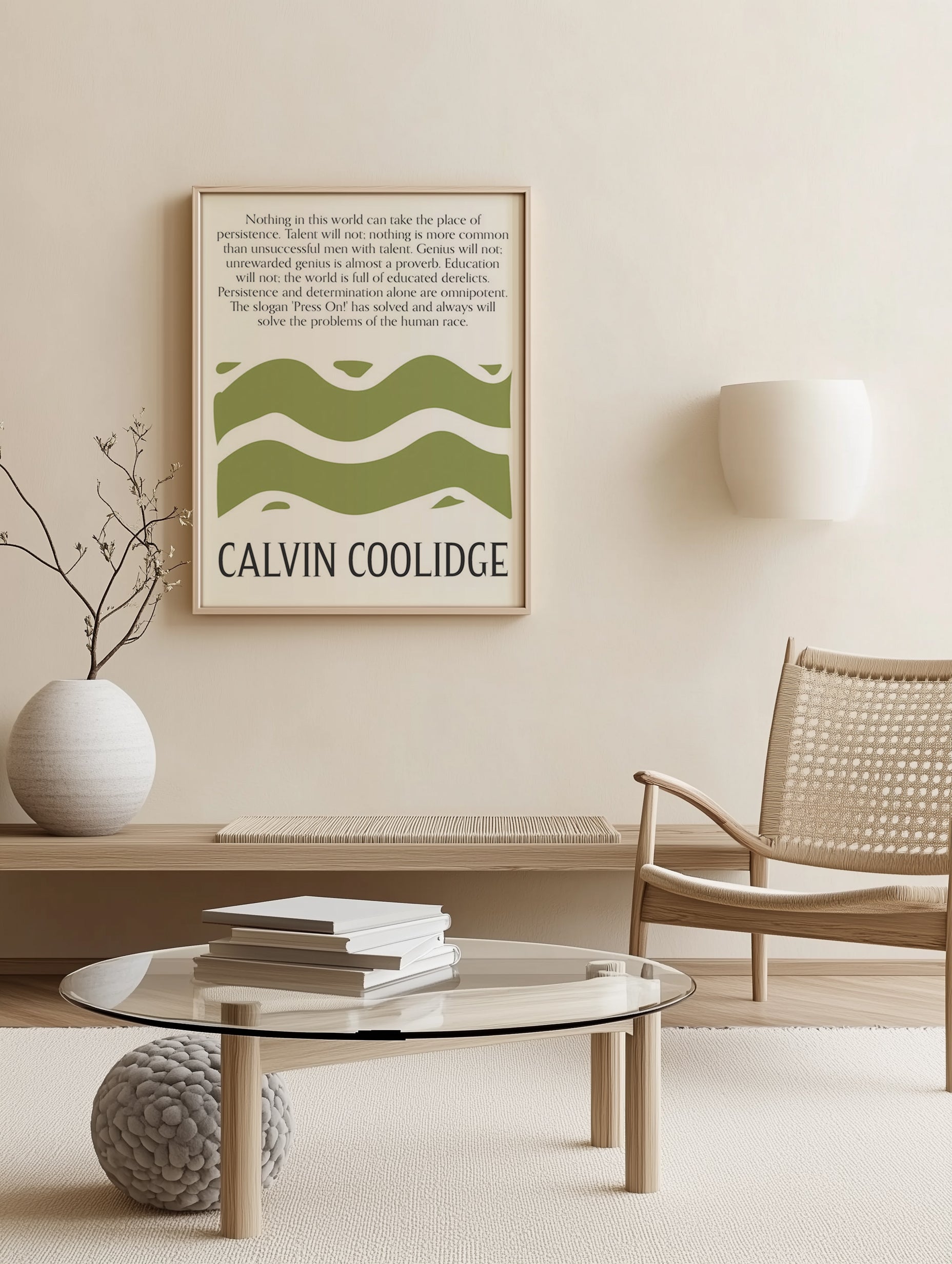 Zitat „Perseverance“ von Calvin Coolidge, Druck