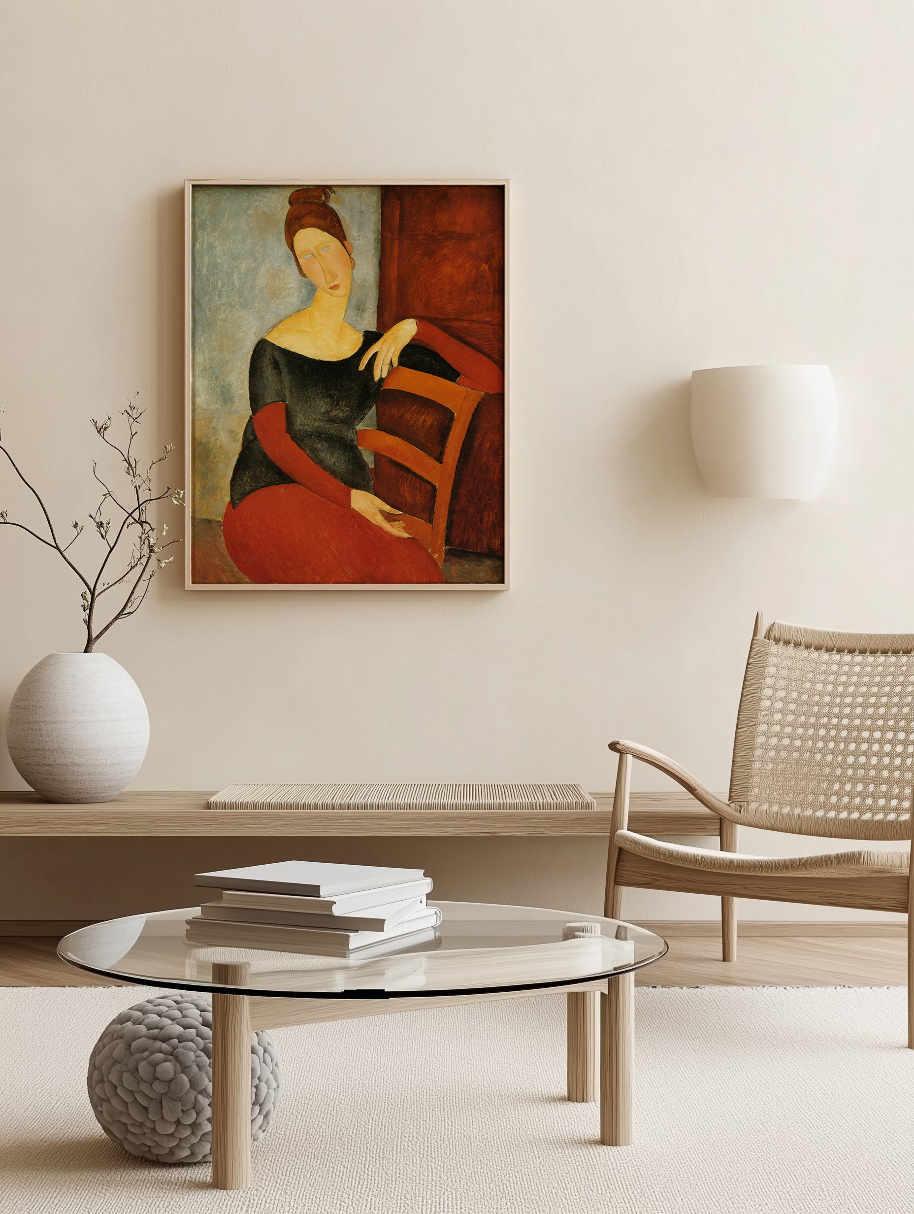 Frau im roten Stuhl, Malerei, Kunstdruck