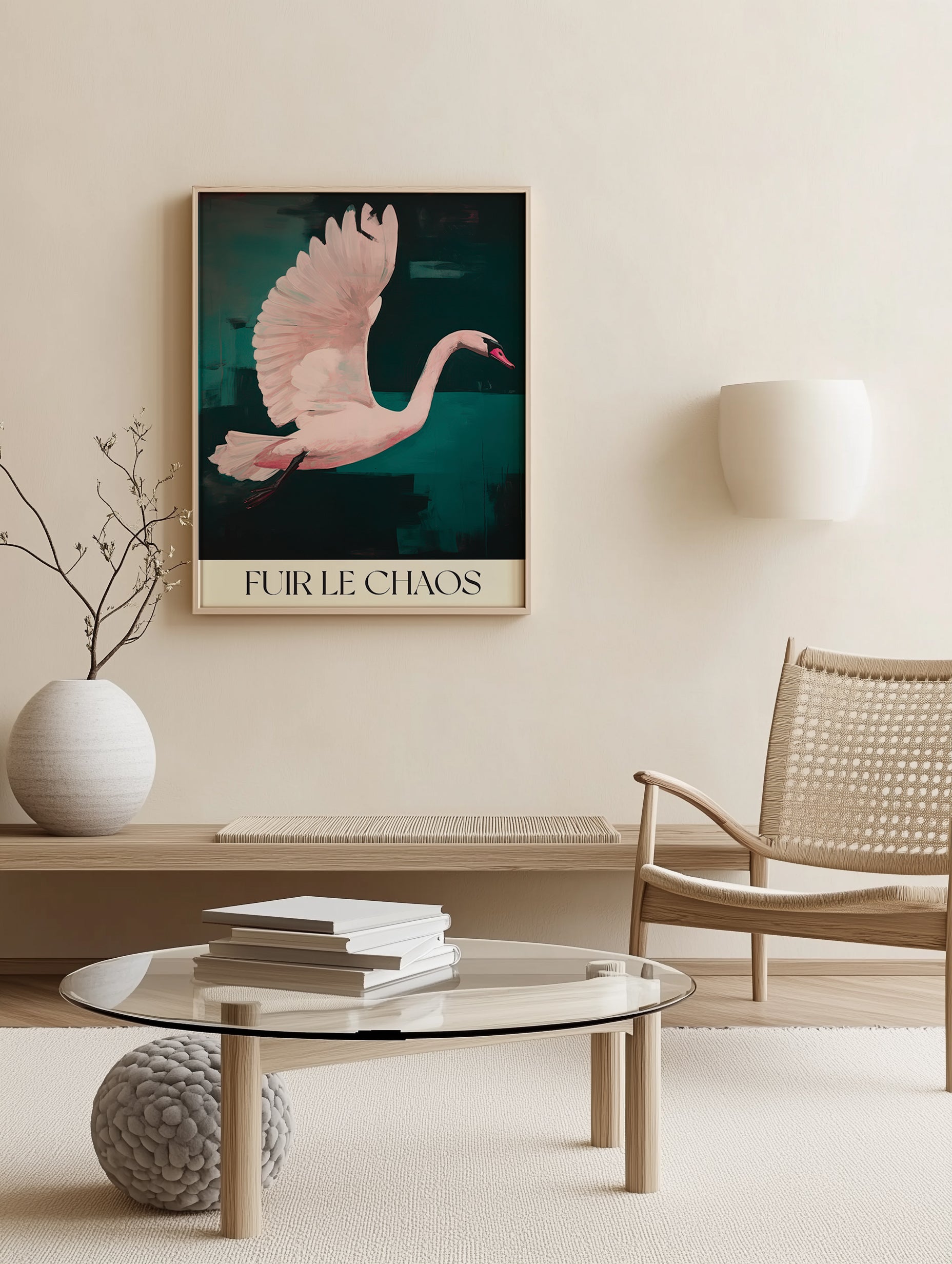 Elegante rosa Schwan Französisch Kunst